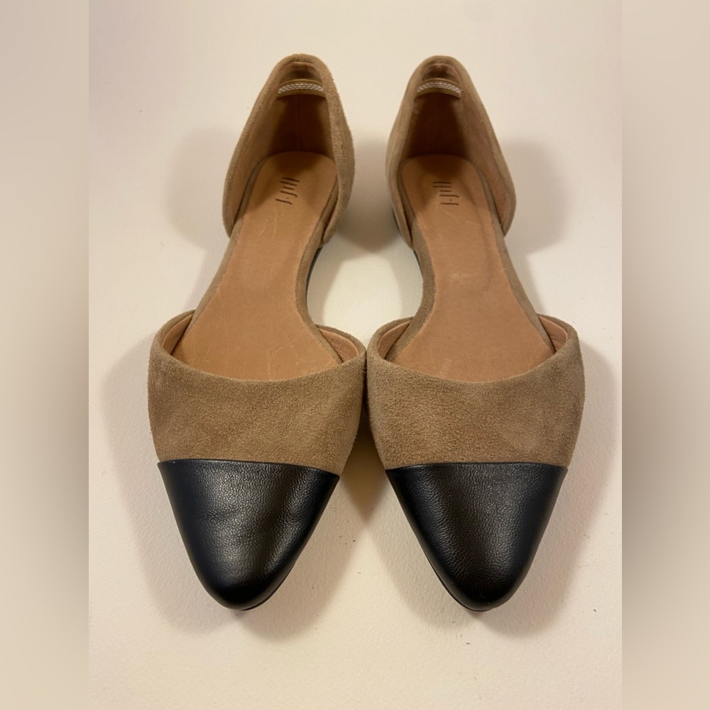 J. Jill Suede Leather Cap Toe D'Orsay flats black tan black dress shoes 6.5 - Picture 2 of 7